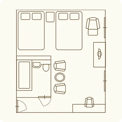 プレミアムツインルームの間取り図