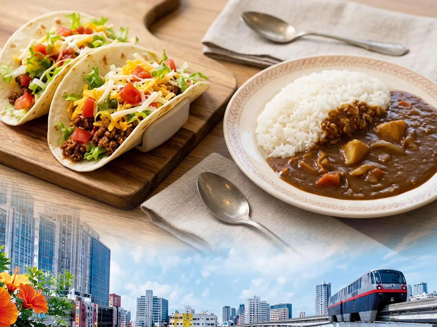 タコスとカレーの朝食
