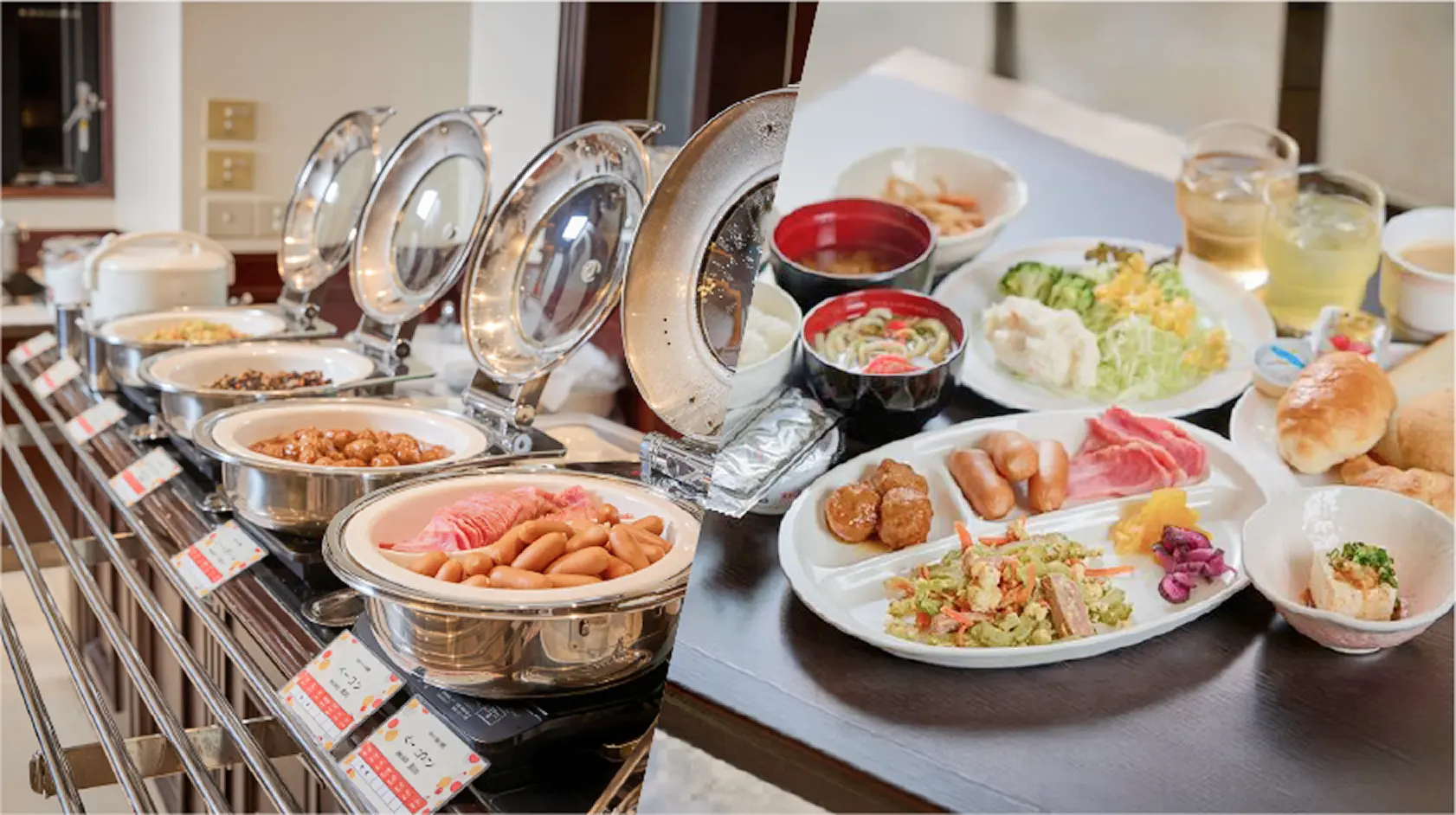 朝食バイキングの料理
